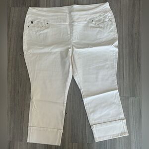 Cropped Petite White Flex Waistband Pants - Size 26WP - Belle Kim Gravel